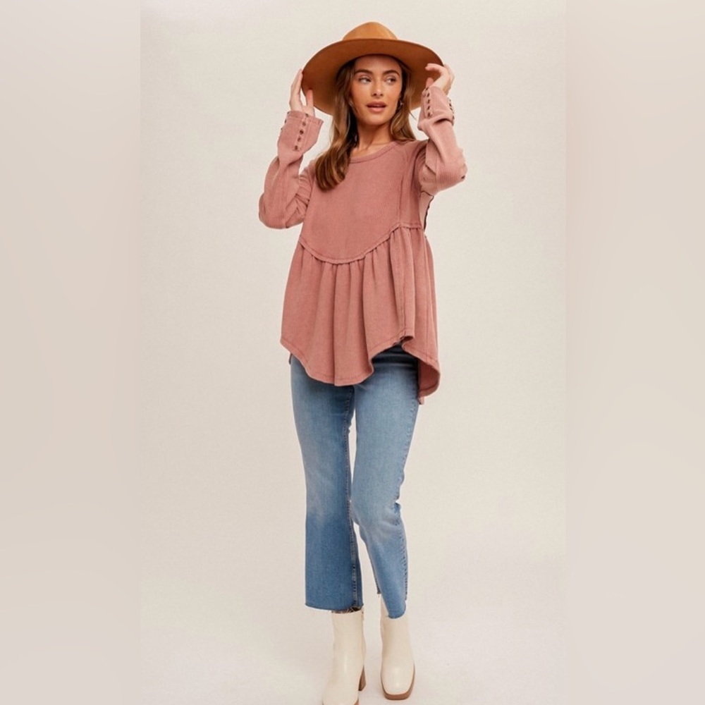 New Hem & Thread Babydoll Waffle Top